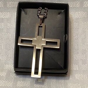 AVON Men’s Stainless Steel Cut Out Cross Necklace